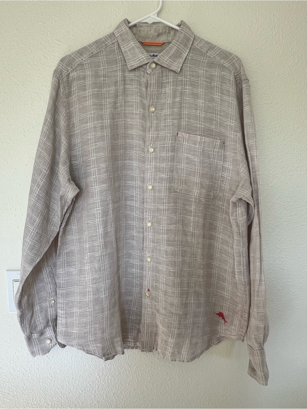 Tommy Bahama Men's Lightweight Linen Long-Sleeve Plaid Button-Up Shirt